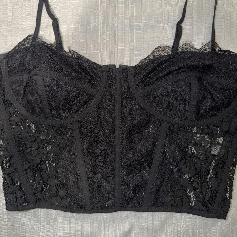 Altar'd State Lace Bustier Corset Top Black Lingerie Size S Goth 90s Y2K Vampy
